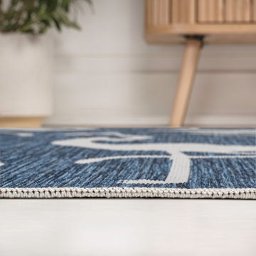 Liana Casual Coastal Flamingos Two-tone Indoor/Outdoor Area Rug